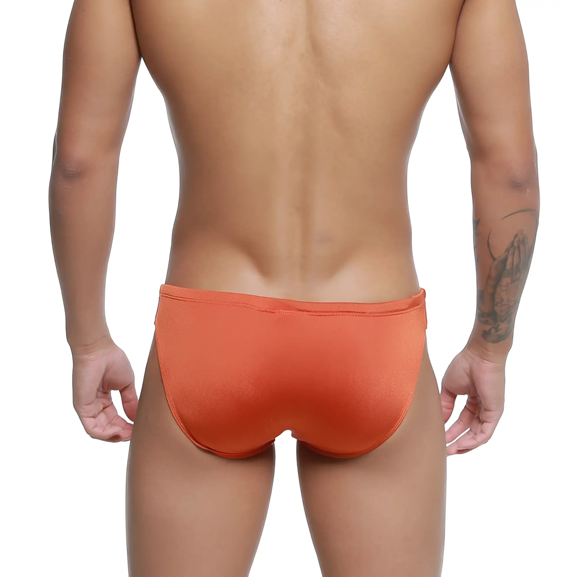 MetroMaleWear hunter swim brief ochre 4977-13 in orange with smooth form-fitting fabric and snug waistband front view