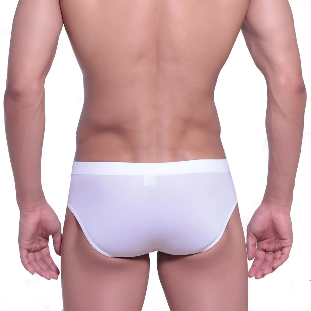MetroMaleWear Intenso swim brief white with smooth form-fitting design and solid white waistband for swimming