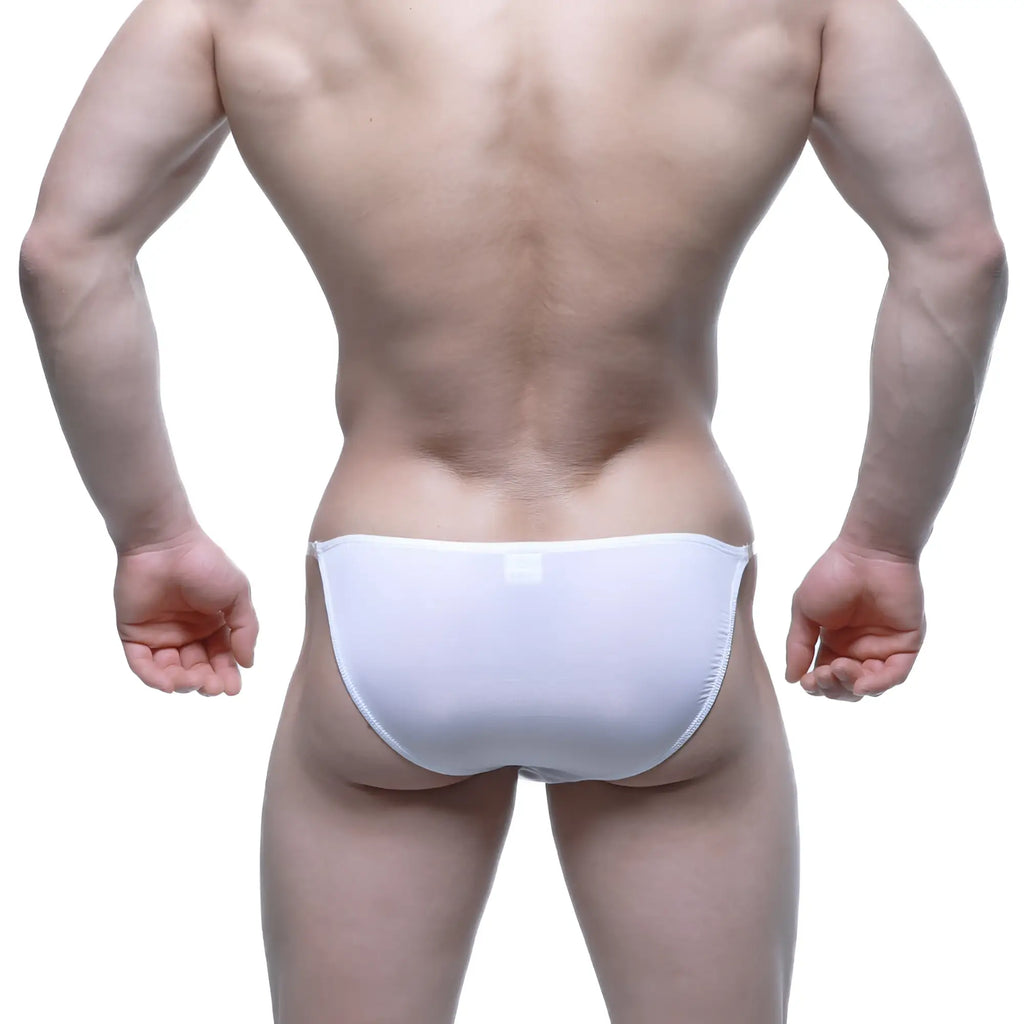 White metroMaleWear invisible bikini briefs with a smooth seamless design for comfortable everyday wear