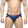 Blue and black metromalewear jacquard jockstraps briefs with patterned waistband royal 2901-18 front view
