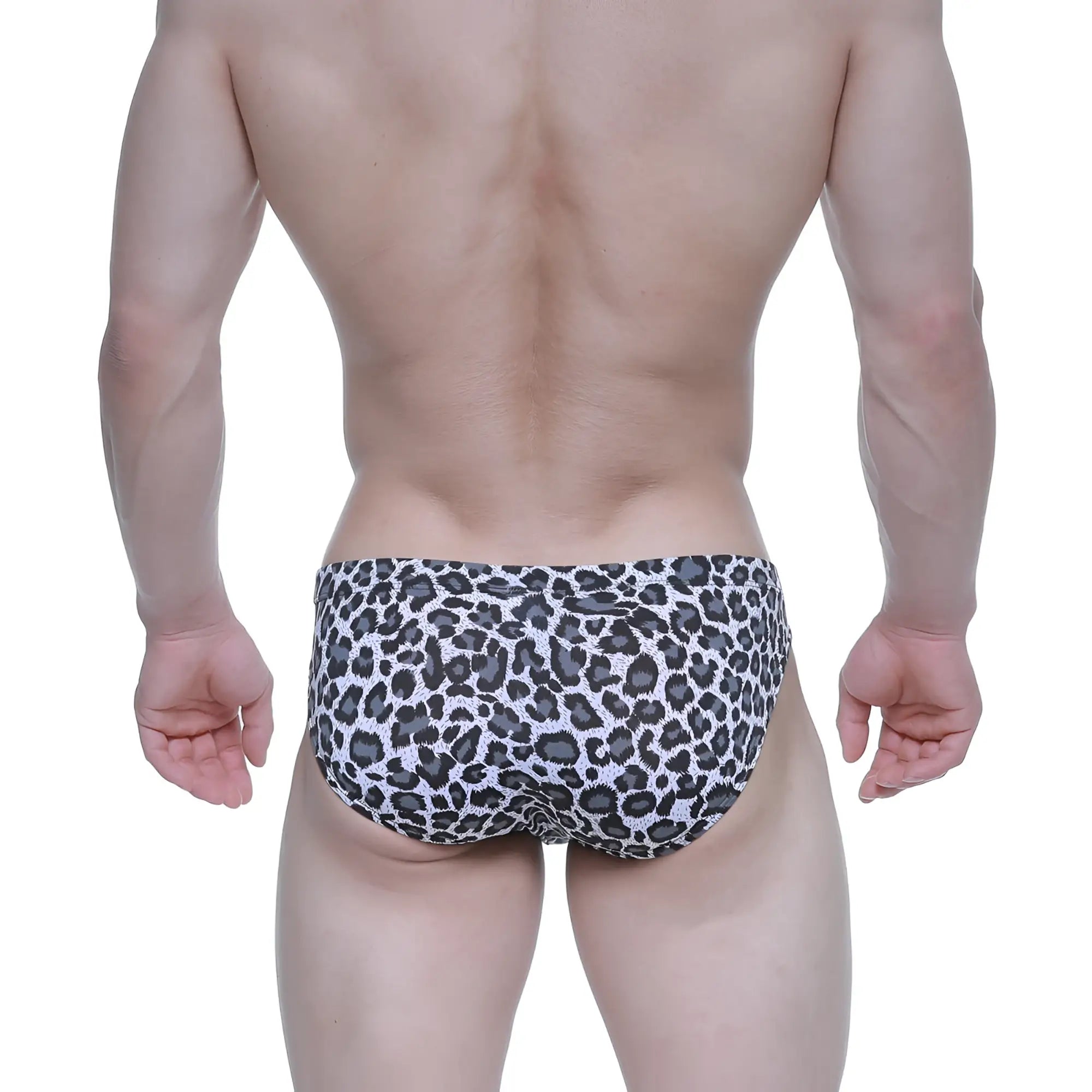 MetroMaleWear jaguar bikini 5103-M72 black and white leopard print swim trunks for men