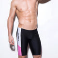 Metro malewear jammer swim boxer pink 4904-02 sleek form-fitting black pink and white m2w swim trunks front view
