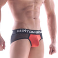 Black and coral orange mesh briefs with metromalew branded waistband metro malewear joy mesh brief coral 9004-42