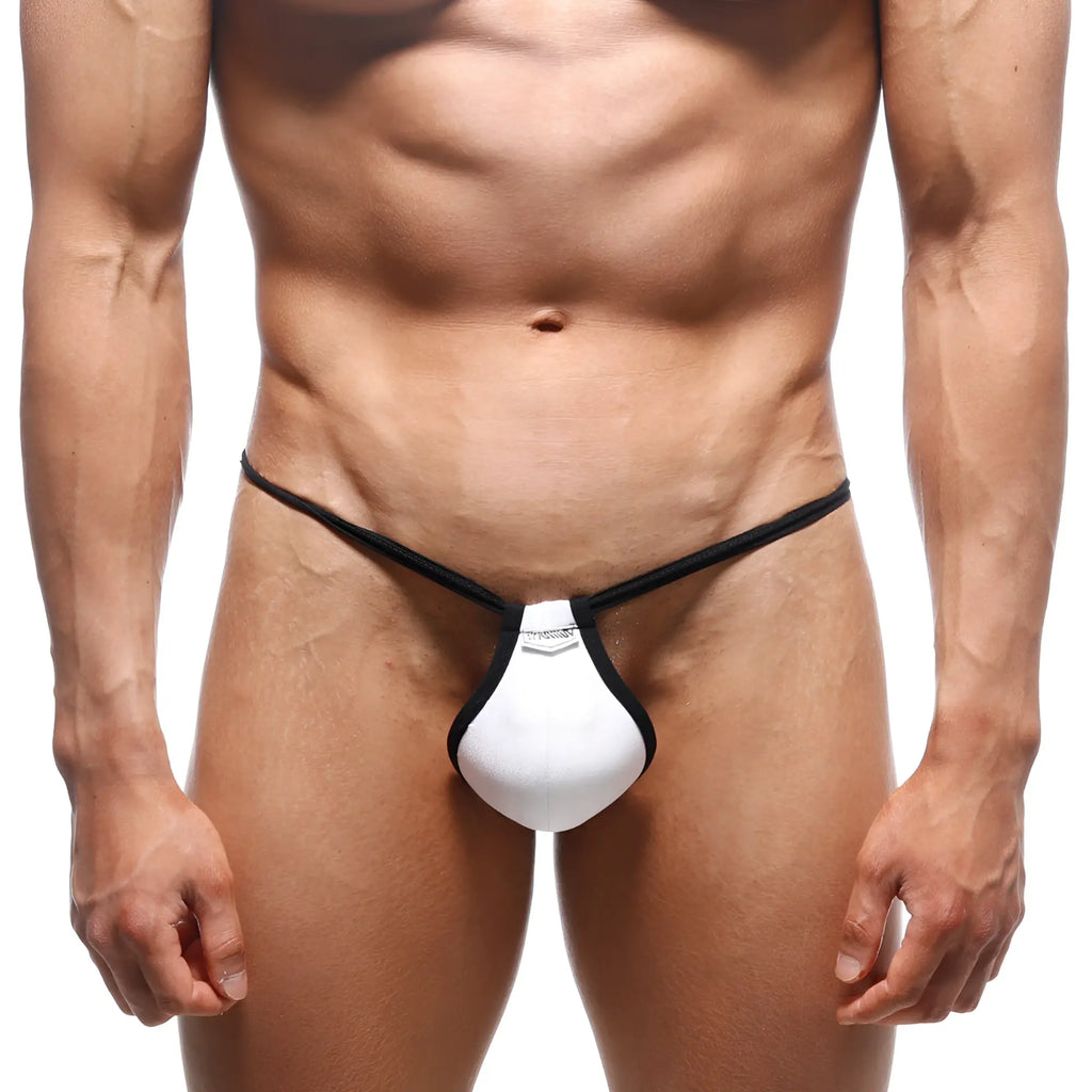 MetroMaleWear Jupiter thong white 0006-00 padded front panel contoured black and white men’s underwear