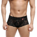 MetroMaleWear lace trunk black 2613-20 men’s underwear featuring intricate floral patterns and a fitted design