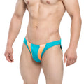 MetroMaleWear lagoon swim bikini 4987-08 vibrant turquoise and orange striped swim trunks with sleek modern design