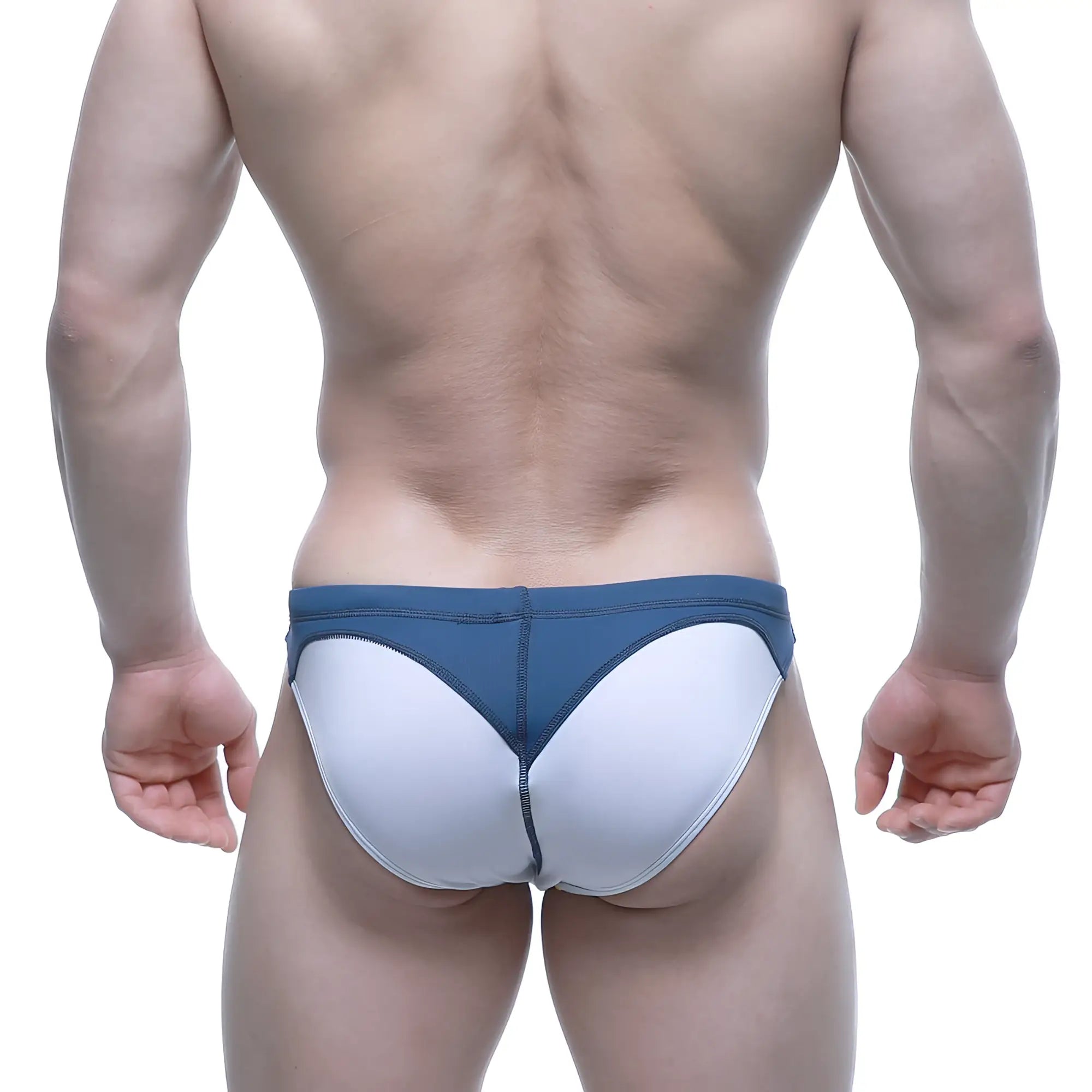 MetroMaleWear Laguna swim bikini briefs in blue and white two-tone with contoured design for swimwear use