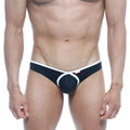 MetroMaleWear lasso bikini black mens briefs with distinctive crisscross front design for stylish comfort
