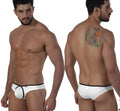 Metro male wear lasso bikini white 2009-00 white briefs with black trim front view for stylish comfort