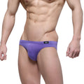 Purple textured briefs with a black logo waistband from metromalewear lavender bikini 5103-m19 collection