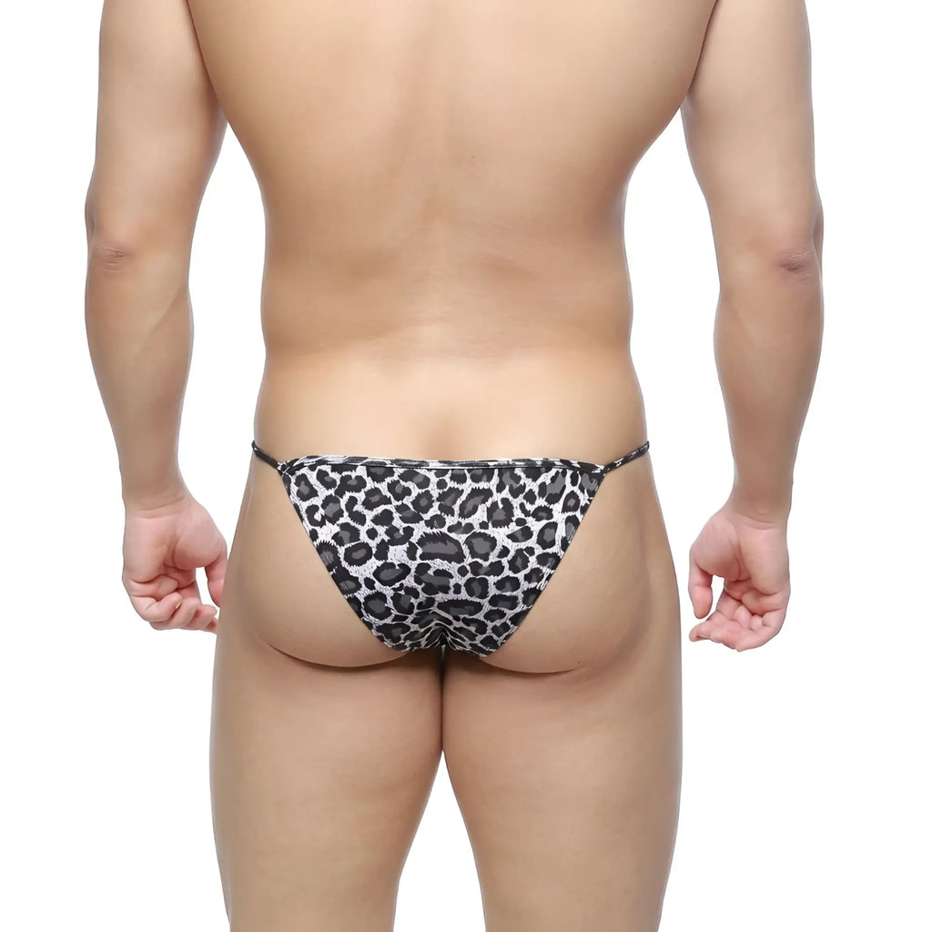 Metro male wear leopard string bikini 2005-50 black and white leopard print thong showing the back side