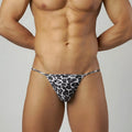 Black and white leopard-print thong with silver trim from MetroMaleWear leopard string bikini 2005-50 collection