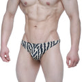 MetroMaleWear leopard thong beige 2302-69 black and white zebra-striped men’s briefs showing the back side