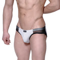 MetroMaleWear Lobo hip brief gray 5303-10 in white and black with mesh trim and sleek modern design