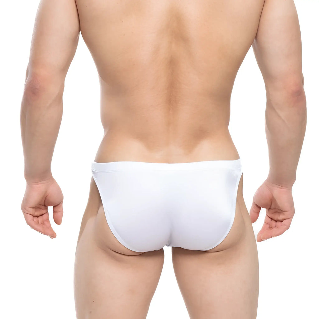 MetroMaleWear lollipop swim bikini 4987-00 white form-fitting seamless swim trunks front view