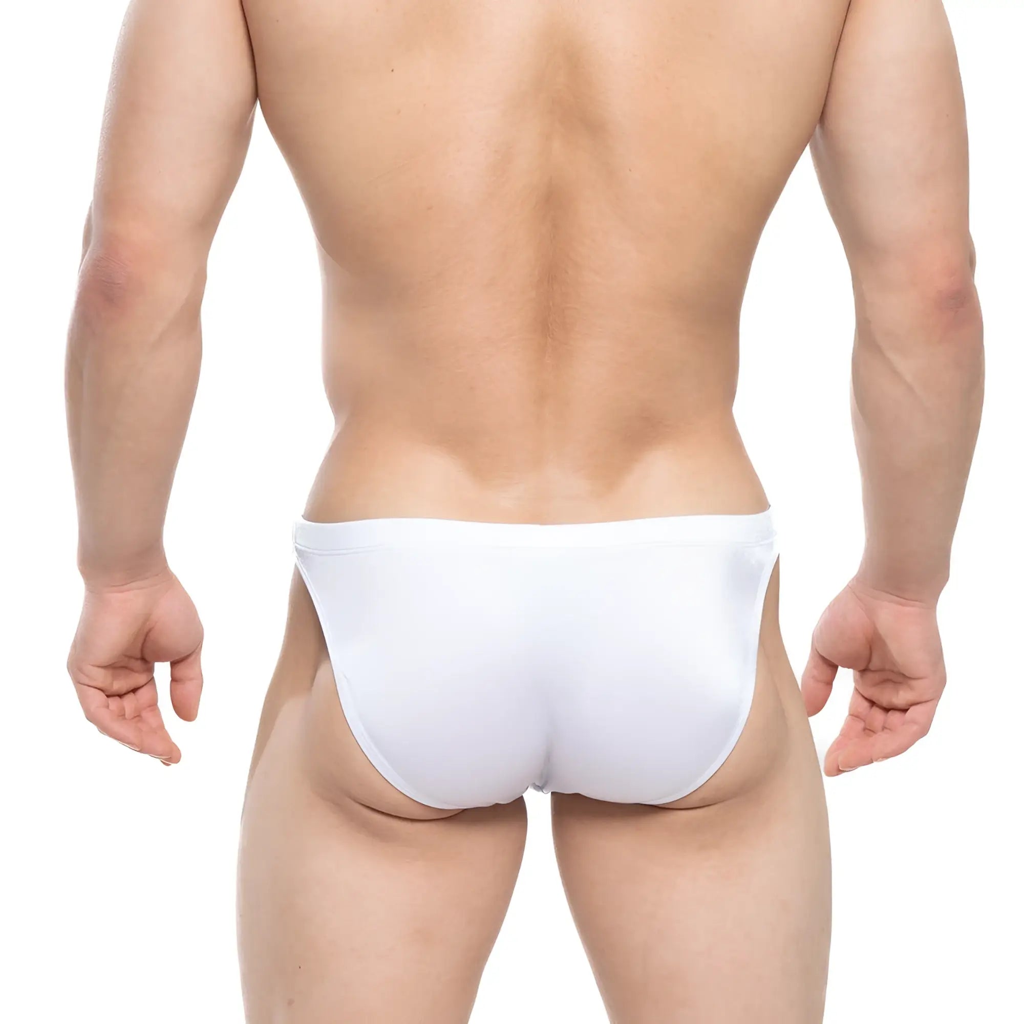 MetroMaleWear lollipop swim bikini 4987-00 white form-fitting seamless swim trunks front view
