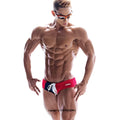 MetroMaleWear lowrise swim brief red 4917-12 in red navy blue and white with a drawstring waistband