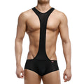 MetroMaleWear Acme singlet black 0010-20 wrestling singlet in black mesh and fabric with central y-back design shown from back