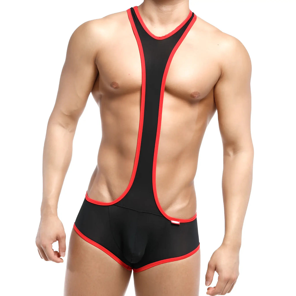 MetroMaleWear Acme singlet red 0010-12 black and red sleek form-fitting wrestling singlet for competitive use