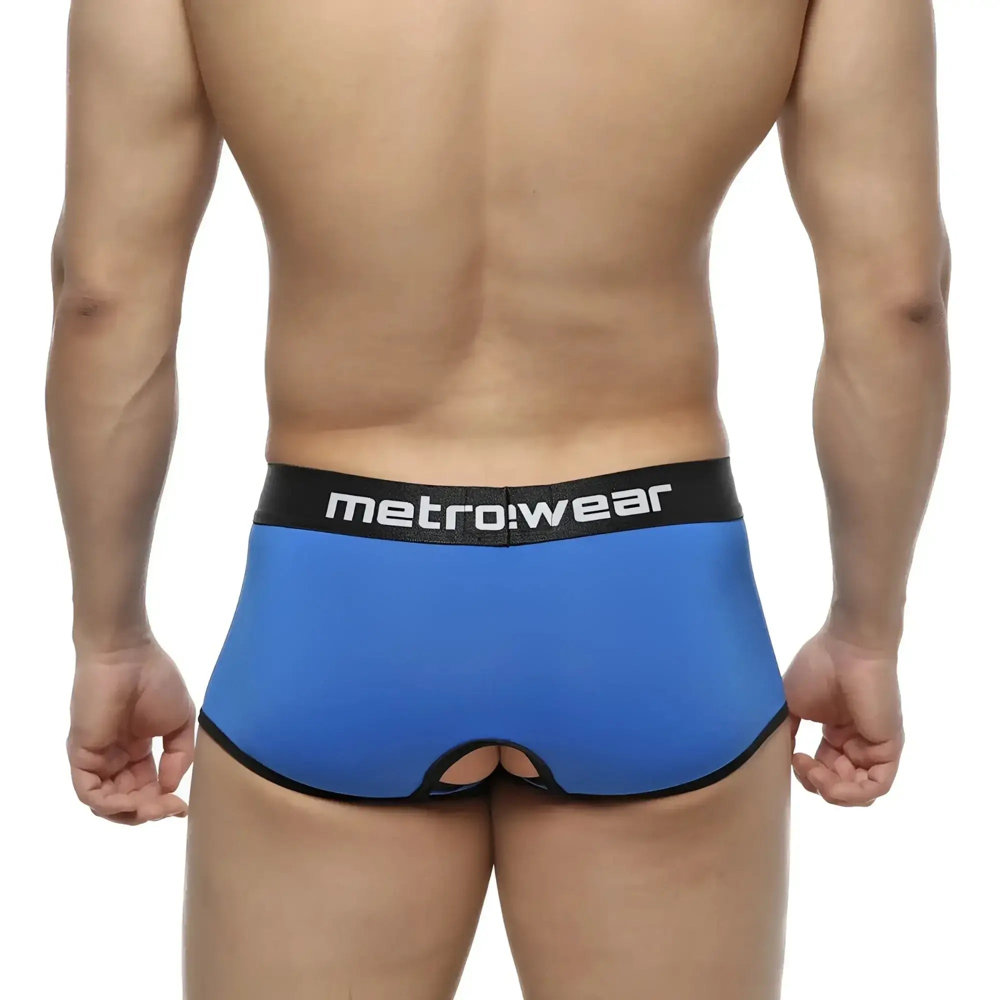 Metro male wear atopec trunk royal 7023-18 blue men’s briefs with black trim and central cutout in soft fabric