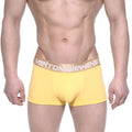 Yellow metroMalewear body boxer briefs with a tan waistband and white logo for comfortable everyday wear