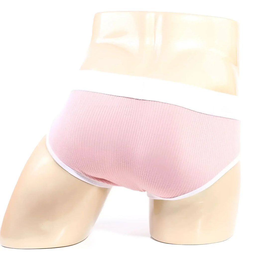 MetroMalewear bold ribbed briefs pink 1103-14 in pink with white trim made from ribbed fabric for comfortable wear