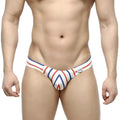 MetroMaleWear Bosco Bikini 5103-15 men’s briefs with white red and blue chevron stripe pattern for everyday wear
