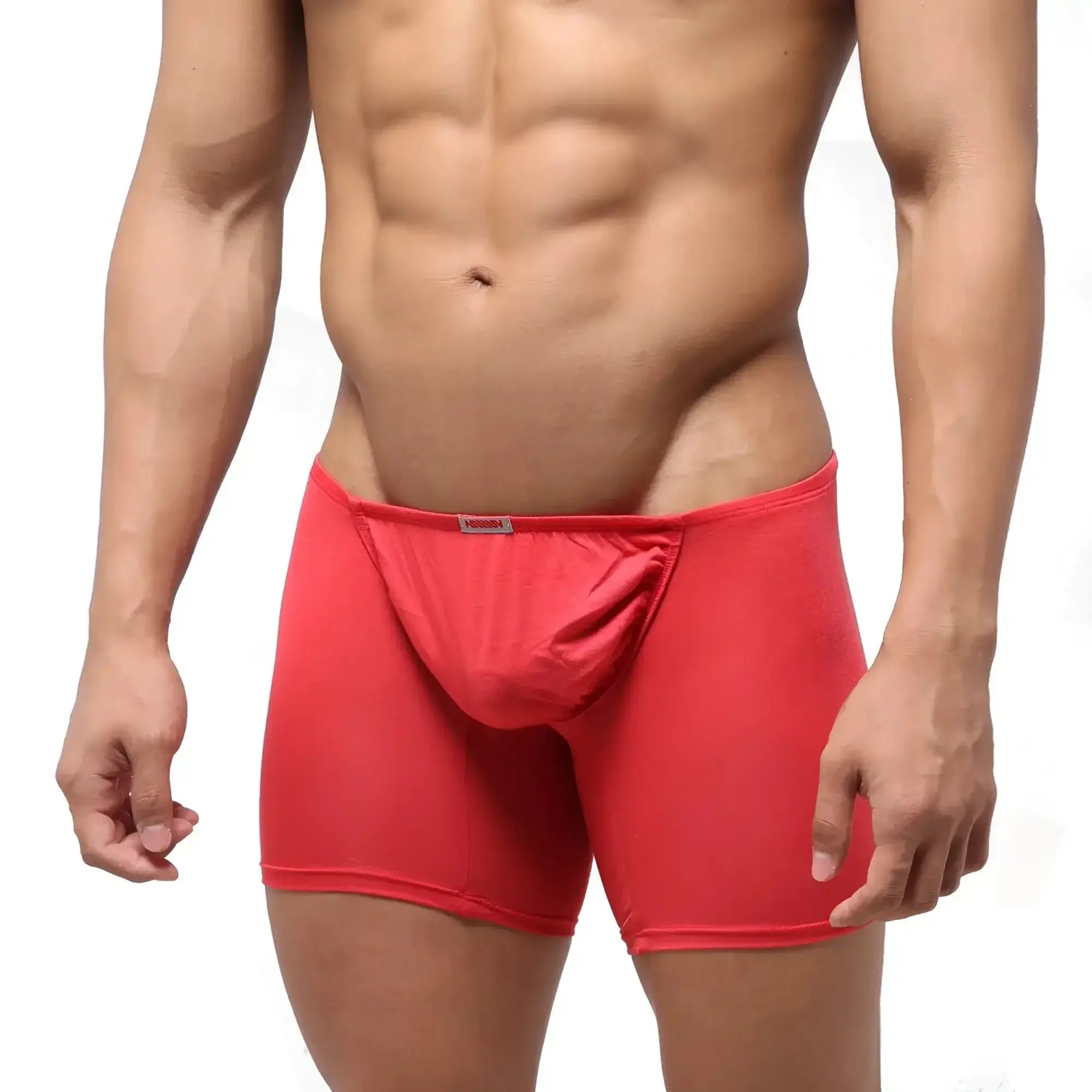 Red men’s boxer briefs metroMalewear bosillo long boxer red 3514-12 with contoured pouch and elastic waistband