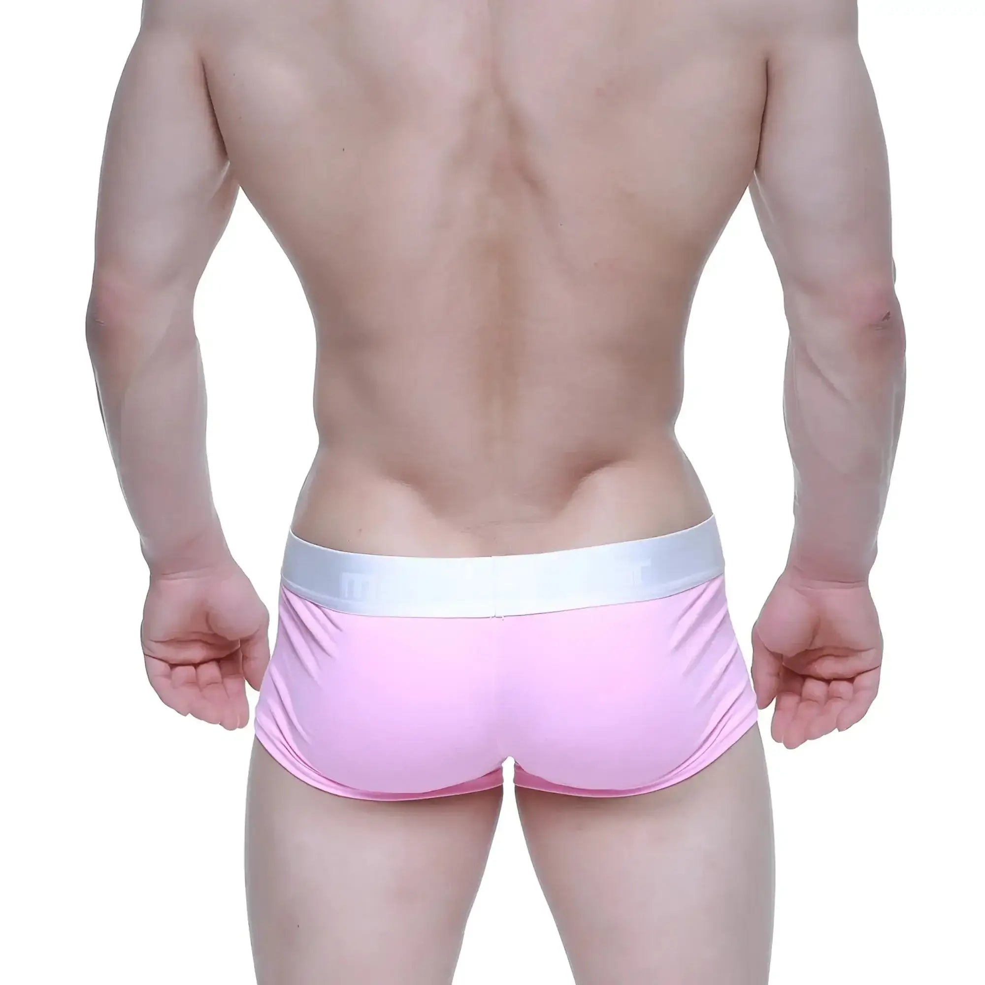 MetroMaleWear Candy Coated pink athletic briefs with white elastic waistband designed for comfort and support