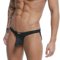 MetroMaleWear cannon jock strap black with smooth form-fitting design and small red logo on waistband front view