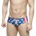 MetroMaleWear classic swim brief usa 4914-92 blue with white stars and red white striped side panels with white drawstring