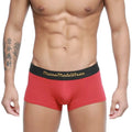 Red cotton briefs with a black waistband featuring gold metromalewear lettering terracotta 2026-34 model