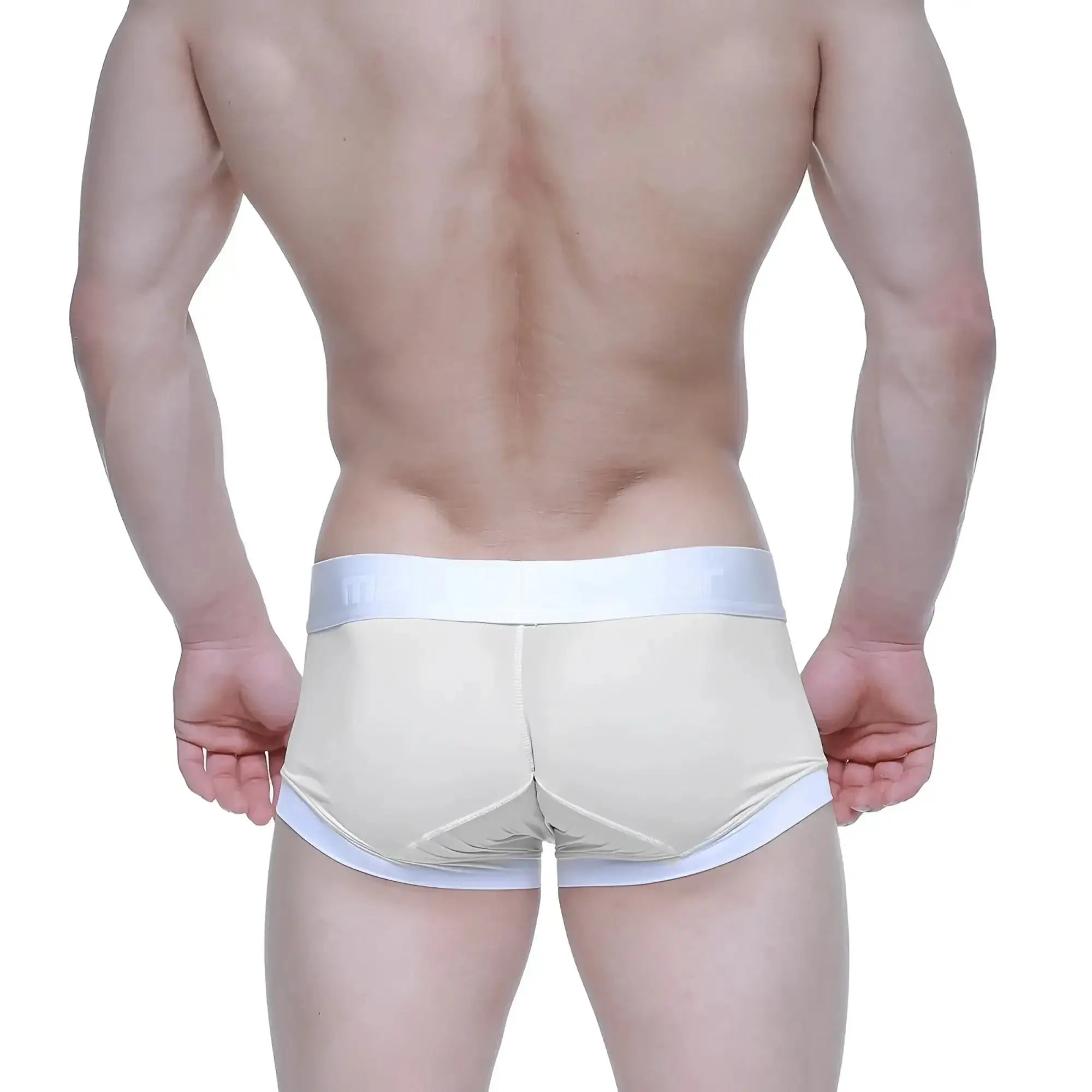 Metro male wear crema boxer brief beige 3026 04 cream-colored form-fitting men briefs with white elastic waistband and trim