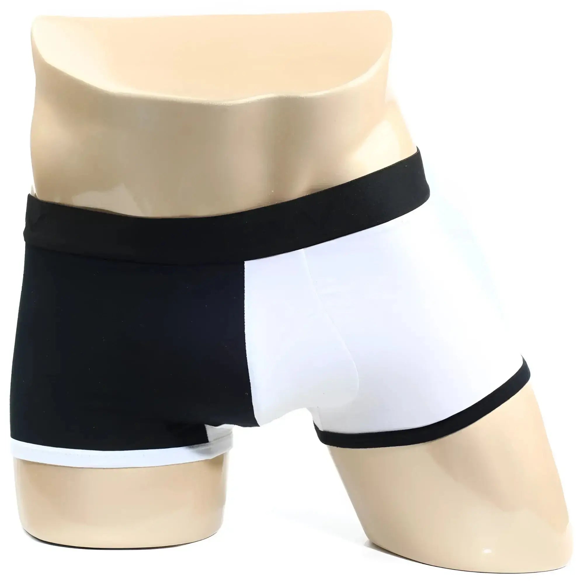 MetroMaleWear Daemon no show boxer 2924-00 black and white two-tone briefs with contrasting panels and waistband
