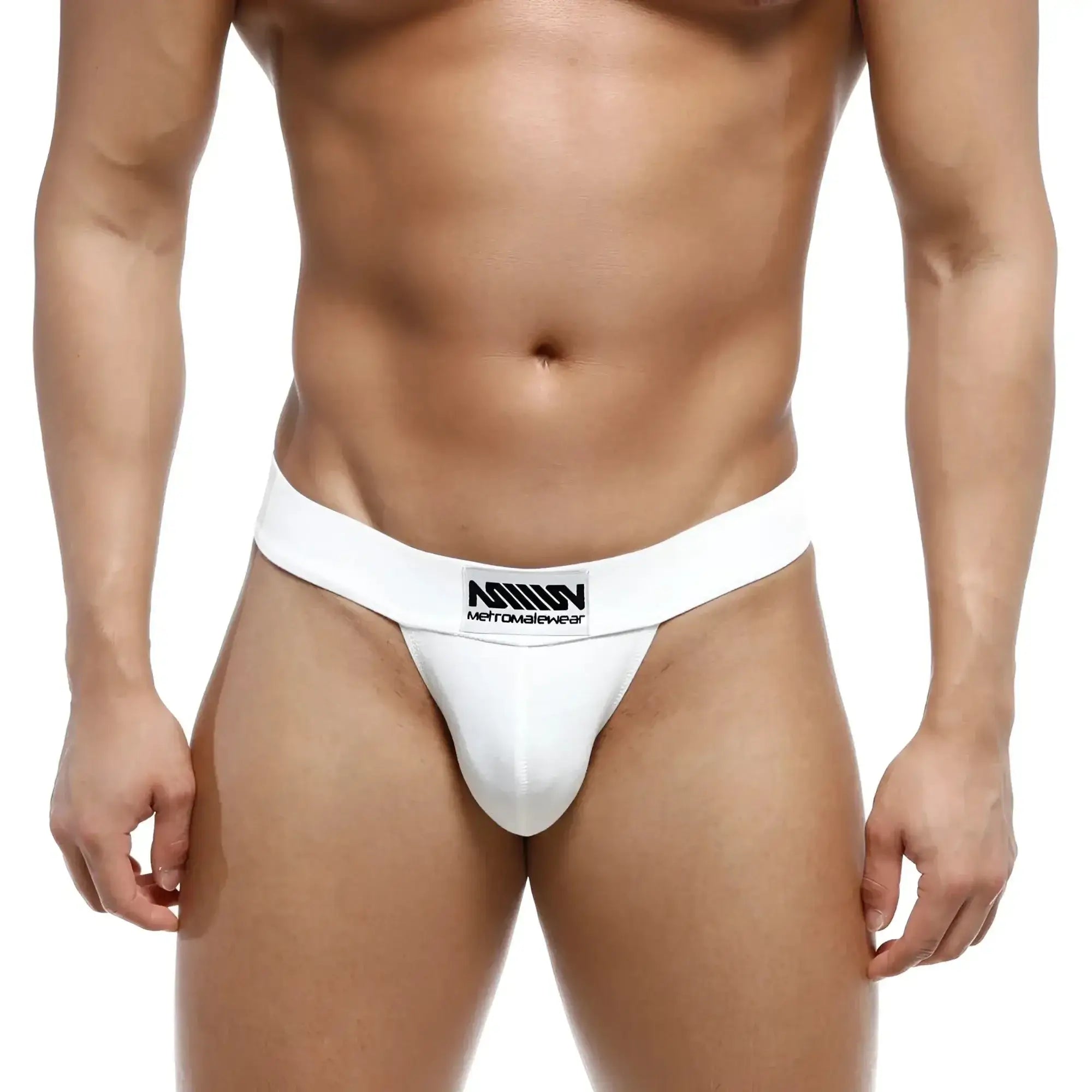 White men’s briefs metro male wear deseo bikini with black logo waistband in soft breathable fabric