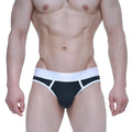 Black and white metro male wear dream bikini briefs with snug form-fitting design for athletic use