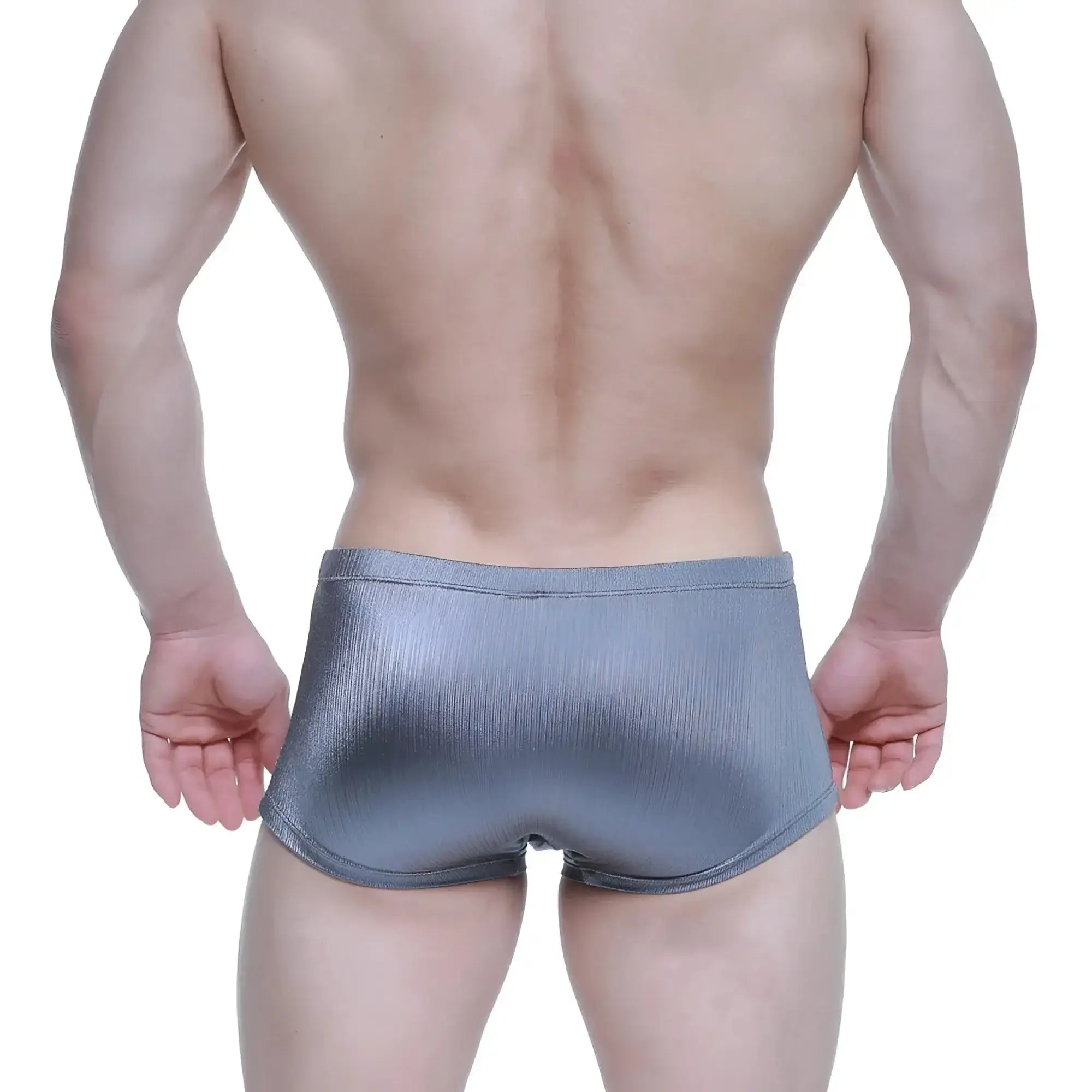 MetroMaleWear enhancement boxer metal 2043-10 silver metallic briefs with ribbed texture for comfortable fit