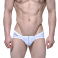 MetroMaleWear Entropy bikini white briefs with sleek minimalist design and subtle black stitching along center seam