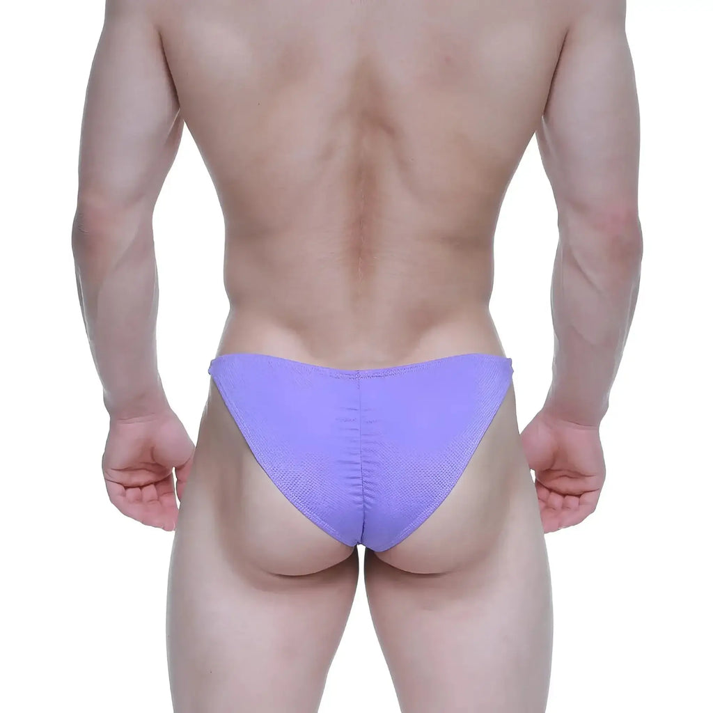 Purple textured briefs metro male wear fantasy bikini lavender 6116-19 front view in breathable fabric