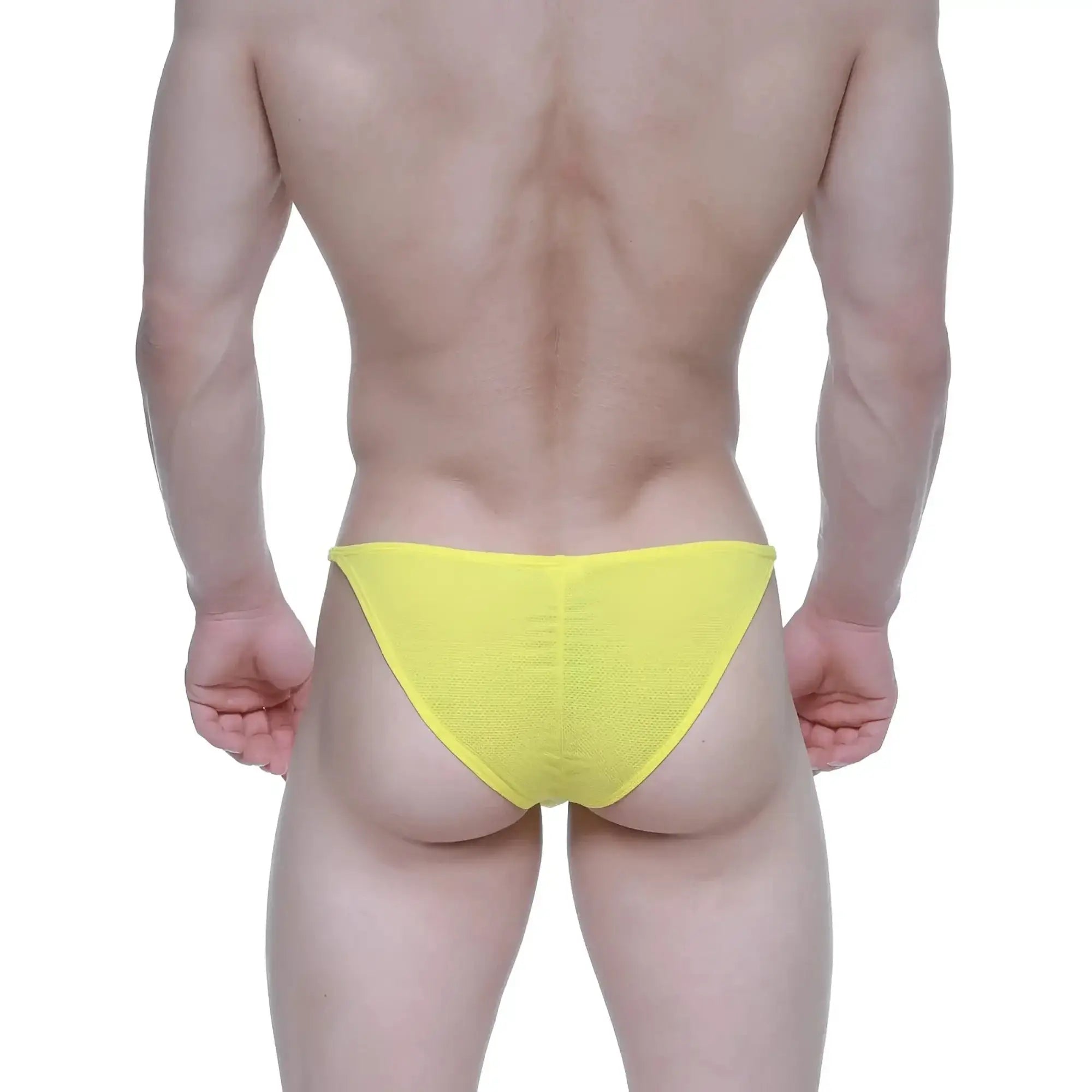 MetroMaleWear fantasy bikini yellow 6116-15 bright yellow textured fabric briefs front view