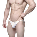 White textured briefs with a small logo on the front from metromalewear fantasy thong white 6112-00 collection