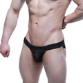 Black mesh briefs with a solid black waistband embroidered with men logo from MetroMaleWear Fior Bikini 3603-72 collection