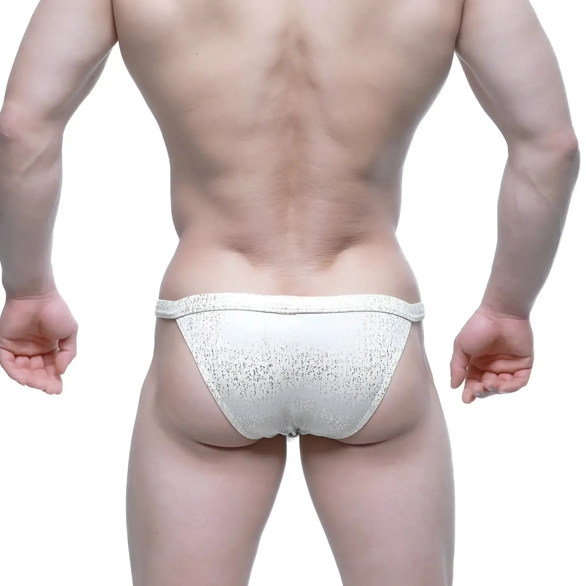 White textured briefs with a subtle shimmering finish from Metromalewear gloria bikini 4004-52 collection