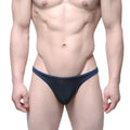 NavymaleWear infinito bikini black 6017-20 navy blue mesh thong with solid navy trim showing front view
