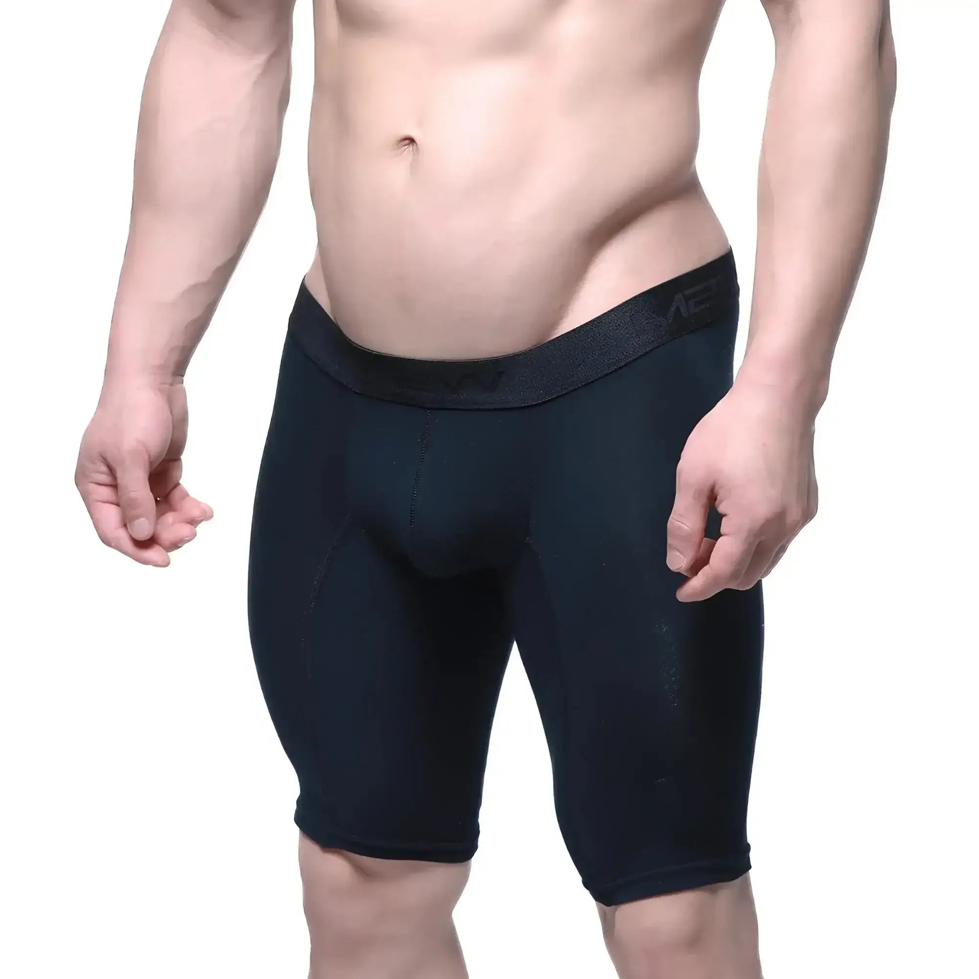 Black aeb brand metro malewear intenso cycle compression shorts with snug fit and elastic waistband 15 inch