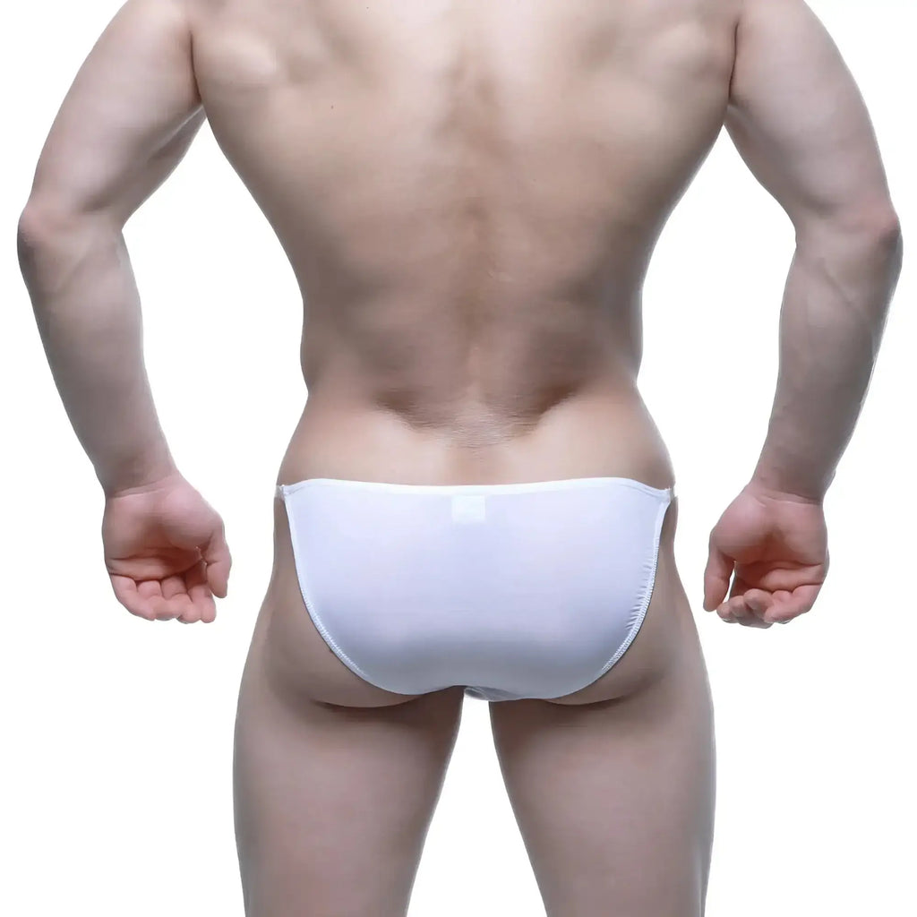 White metroMaleWear invisible bikini briefs with a smooth seamless design for comfortable everyday wear