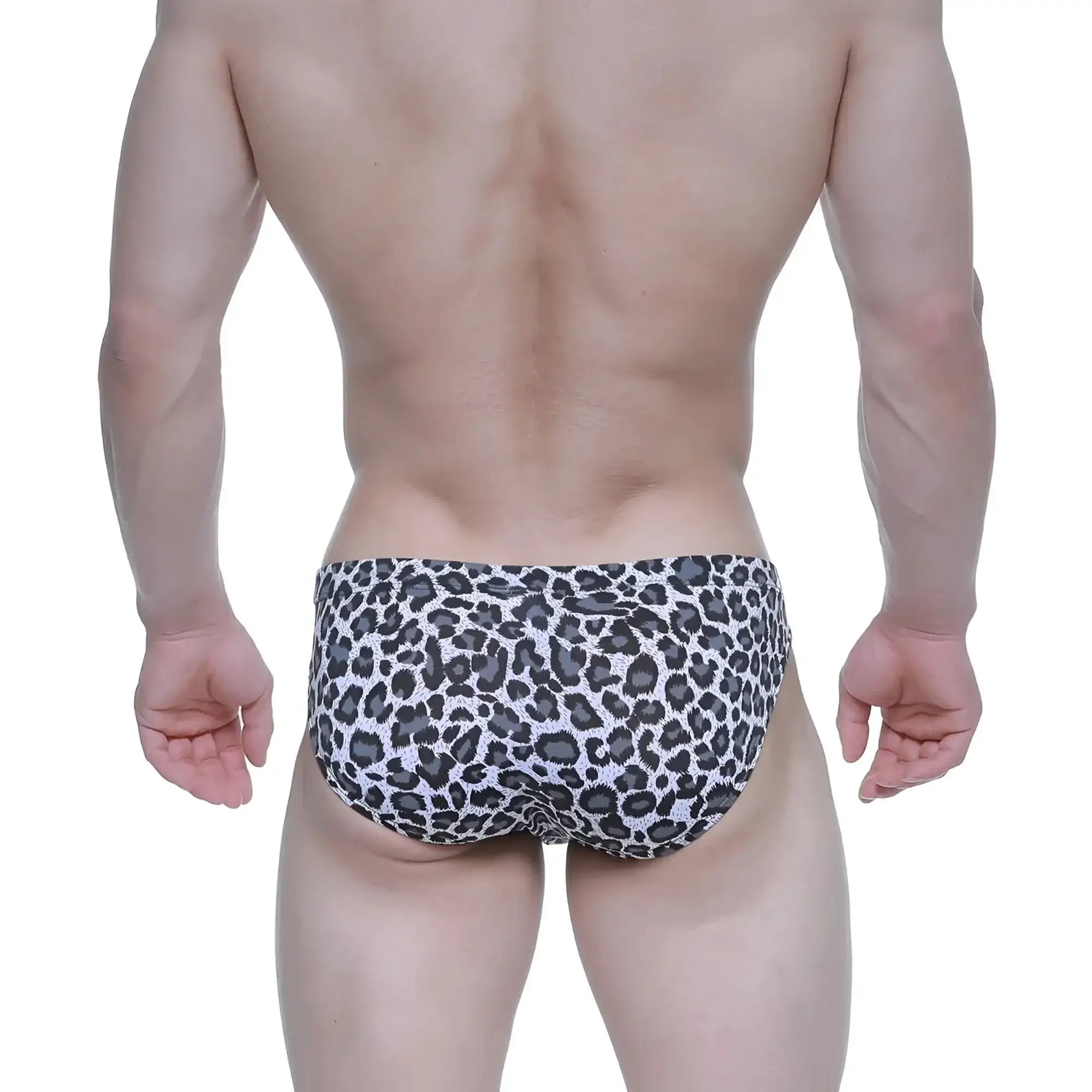 MetroMaleWear jaguar bikini 5103-M72 black and white leopard print swim trunks for men