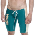 MetroMalewear jammer swim boxer green 4904-07 teal and cream swim trunks with white drawstring and side branding