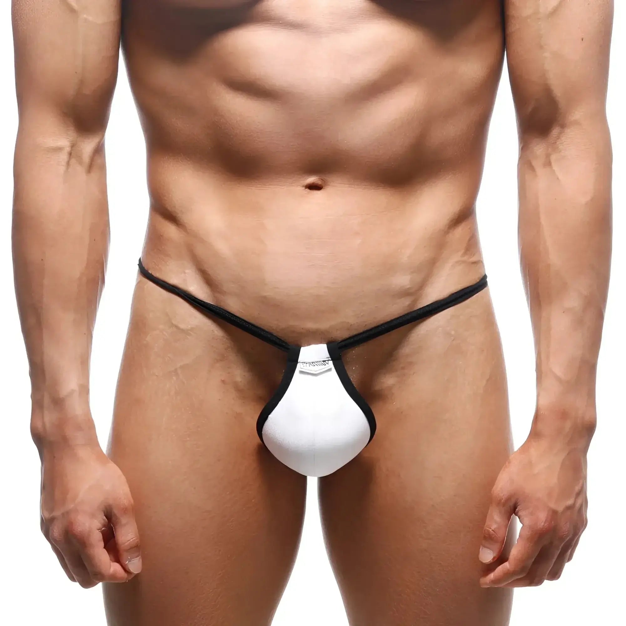 MetroMaleWear Jupiter thong white 0006-00 padded front panel contoured black and white men’s underwear