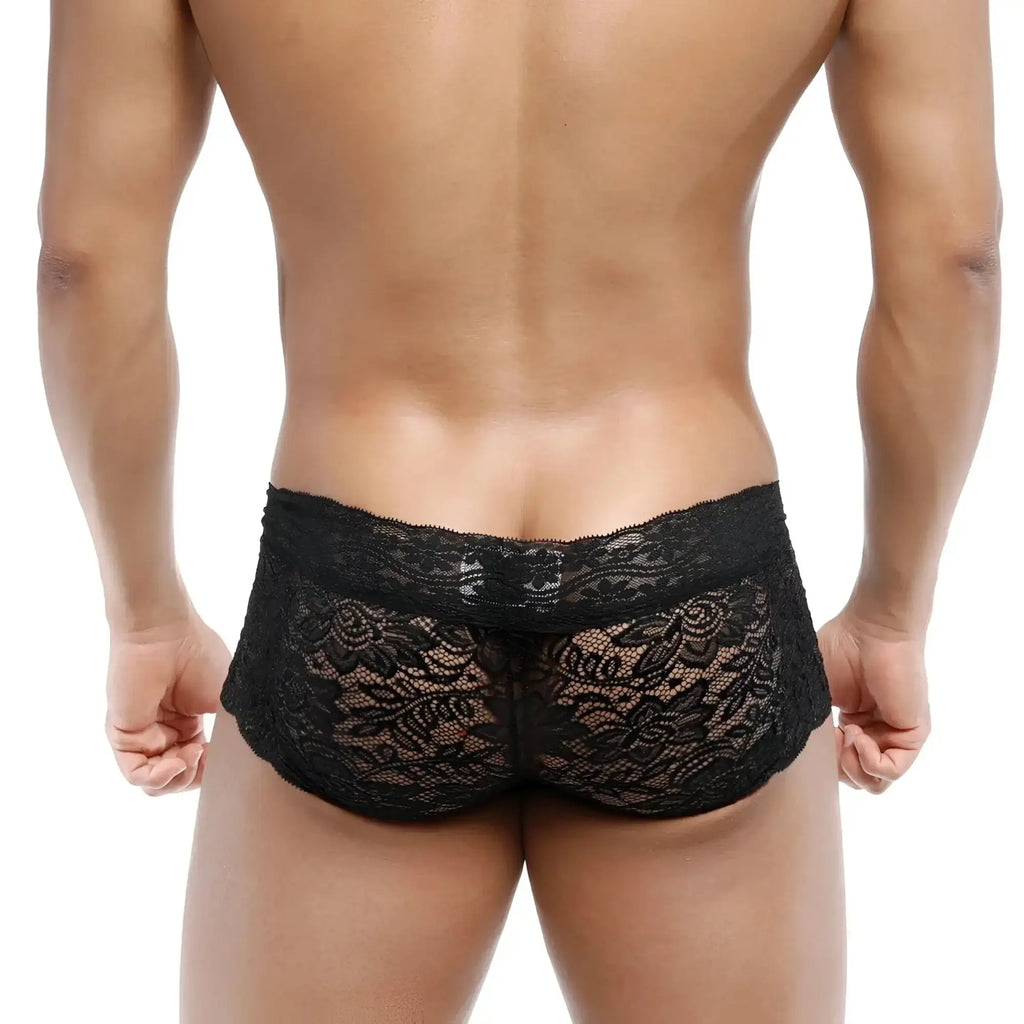 MetroMaleWear lace trunk black 2613-20 men’s underwear with intricate black floral lace patterns for stylish comfort